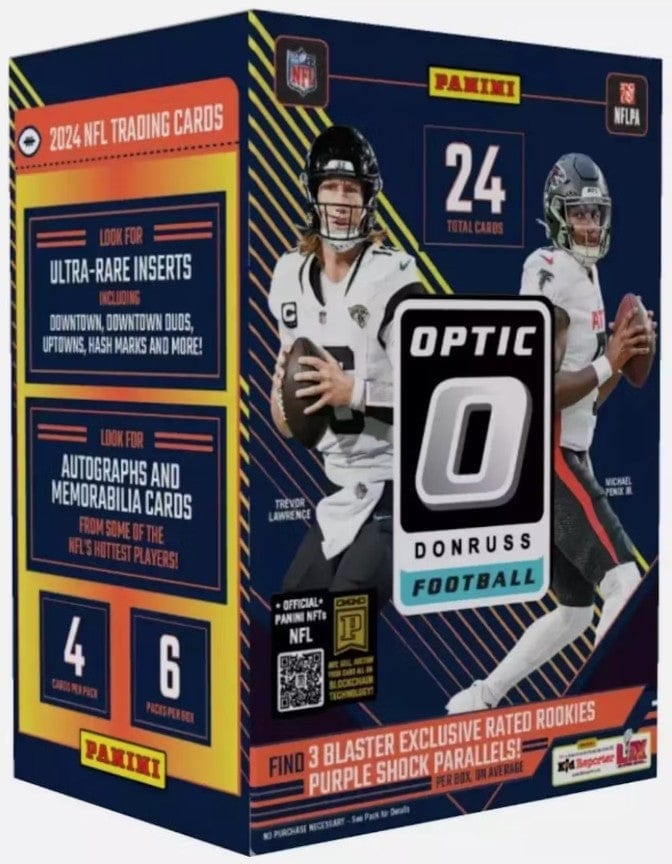 2024 Donruss Optic NFL Blaster (Purple Shock) (6 Packs Per Box, 4 Cards Per Pack)