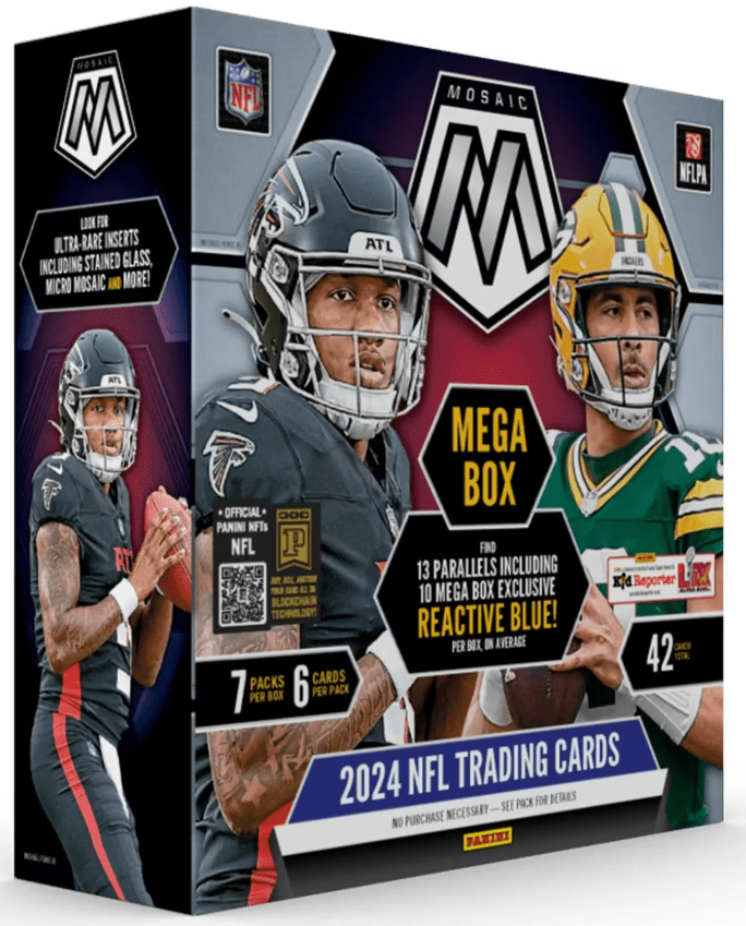 2024 Mosaic Football Mega Box (Reactive Blue) (7 Packs Per Box, 6 Cards Per Pack)
