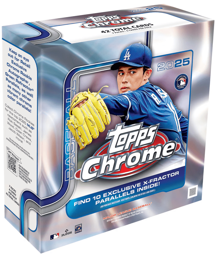 2025 Topps Chrome Baseball Mega Box (7 Packs Per Box, 6 Cards Per Pack)