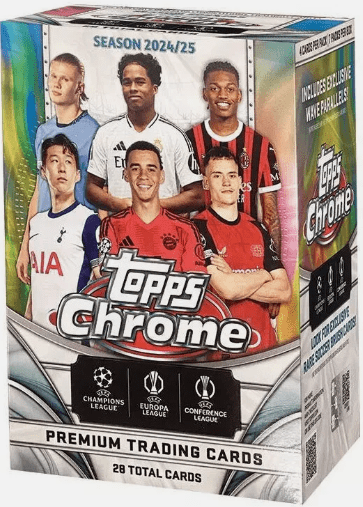 2024-25 Topps Chrome UEFA Club Competitions Blaster ( 7 Packs, 4 Cards Per Pack)