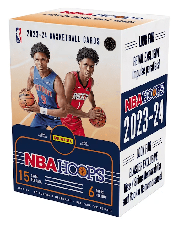 2023-24 Panini Hoops Basketball Blaster Box (6 Packs Per Box, 15 Cards Per Pack)