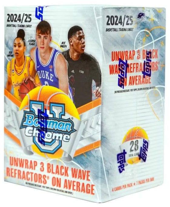 2024-25 Bowman Chrome U Basketball Blaster (7 Packs Per Box, 4 Cards Per Pack)