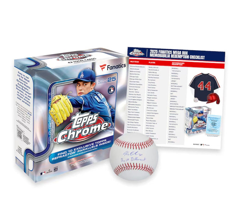 2025 Topps Chrome Baseball Fanatics Exclusive Mega Box (7 Packs Per Box, 6 Cards Per Pack)