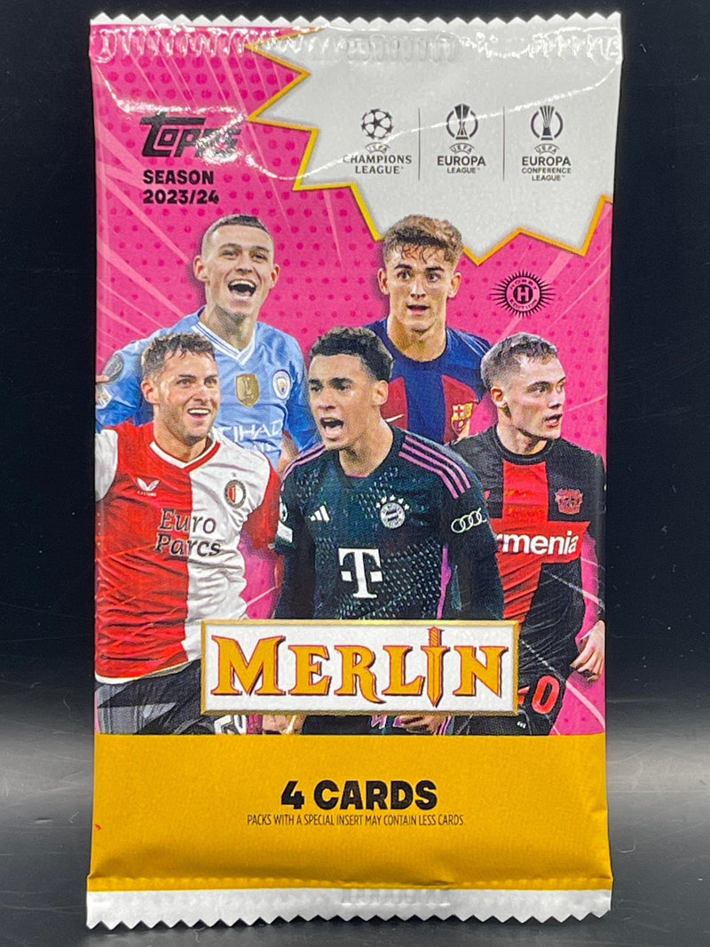 2023-24 Topps Chrome Merlin UEFA Club Competitions Soccer Hobby PACK (1 Pack Per | 4 Cards Per Pack))