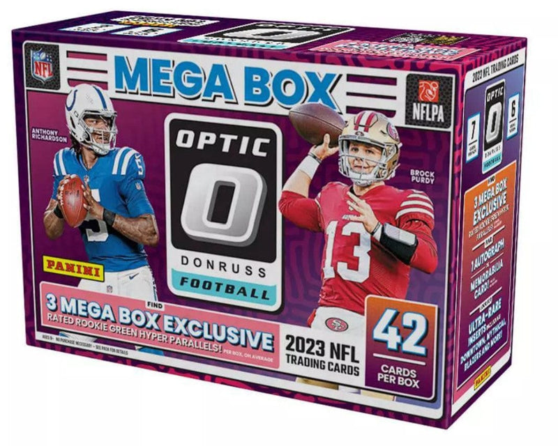 2023 Panini Donruss Optic Football Mega Box (Green Hyper Parallels) (6 Packs, 7 Cards Per Pack)