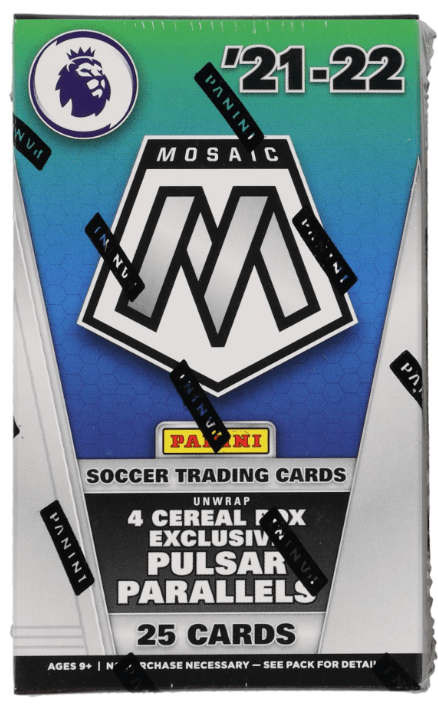 2021-22 Panini Mosaic Premier League Soccer Cereal Box (25 Cards Per Box)