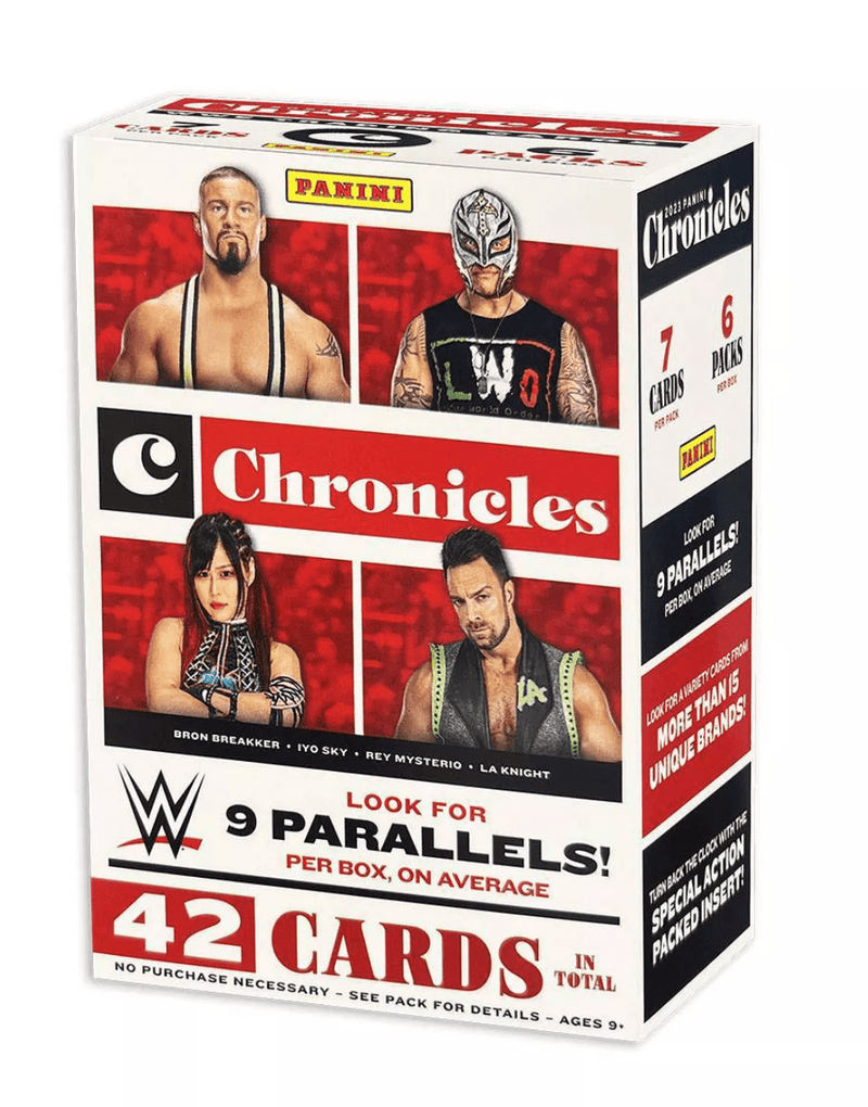 2023 Panini Chronicles WWE Blaster Box (6 Packs, 7 Cards Per Pack)