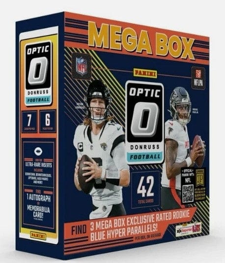 2024 Donruss Optic NFL Mega  (Blue Hyper Parallels) (6 Packs Per Box, 7 Cards Per Pack)