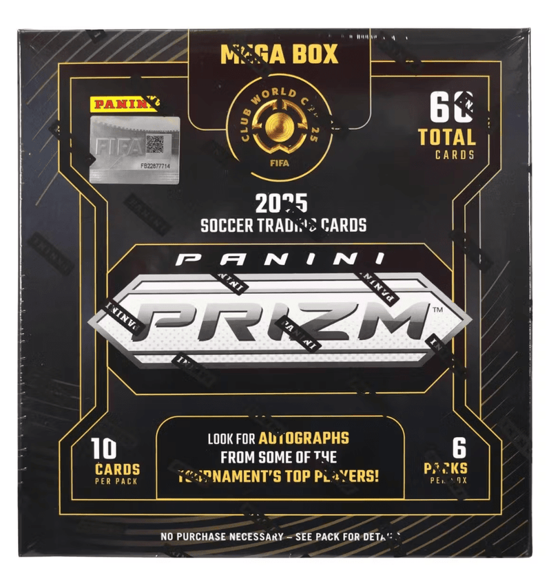 2025 Panini Prizm FIFA Club World Cup Soccer Hobby Mega Box (6 Packs Per Box, 10 Cards Per Pack)