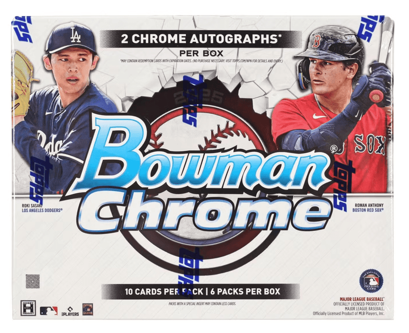 2025 Bowman Chrome Baseball Hobby Box (6 Packs Per Box, 10 Cards Per Pack)