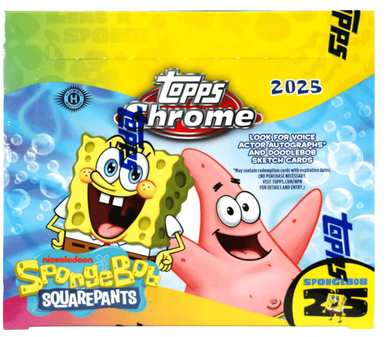 SpongeBob Chrome 25th Anniversary Hobby Box (Topps 2025) (&nbsp;12 Packs Per Box, 5 Cards Per Pack)