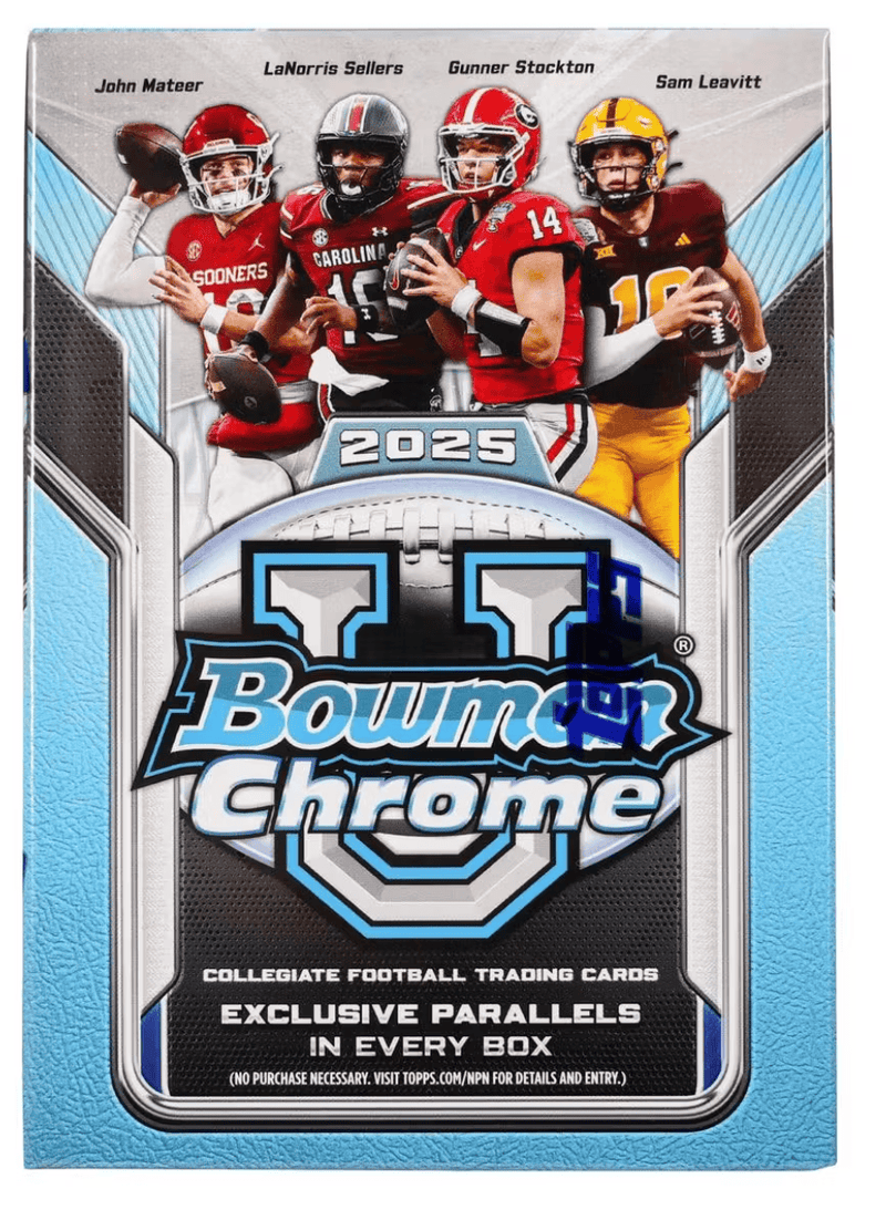 2025 Bowman University Chrome Football 7-Pack Blaster Box (7 Packs Per Box, 4 Cards Per Pack)