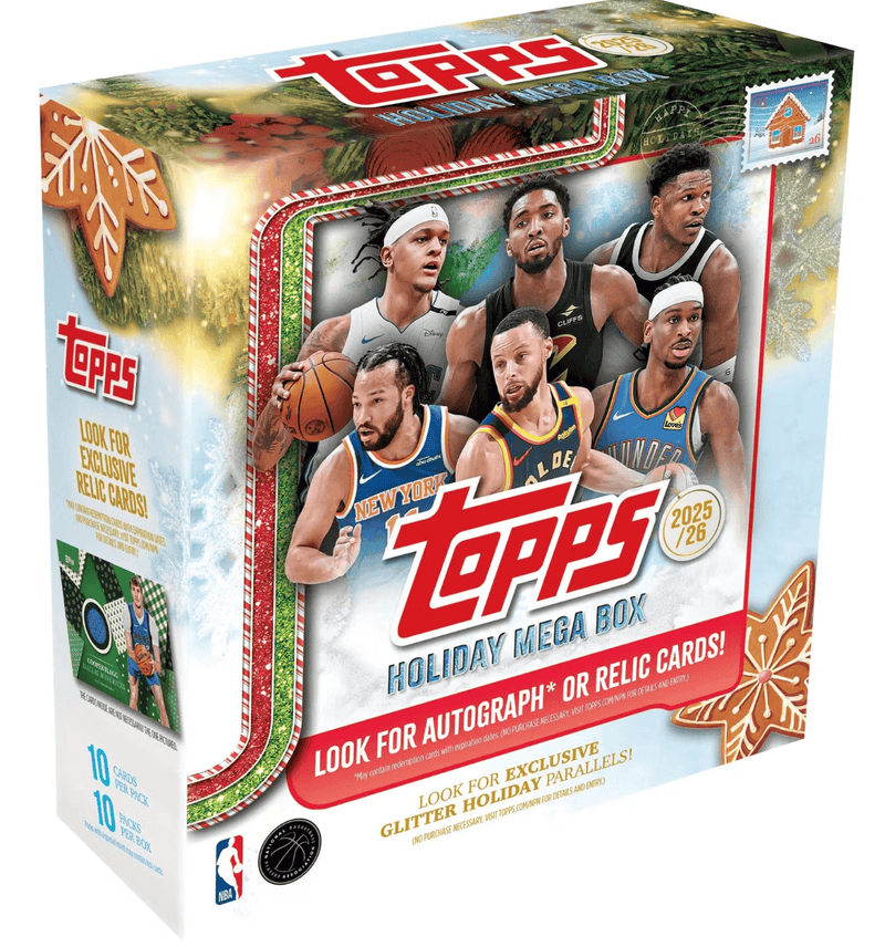 2025/26 Topps Holiday Basketball Mega Box (10 Packs Per Box, 10 Cards Per Pack)