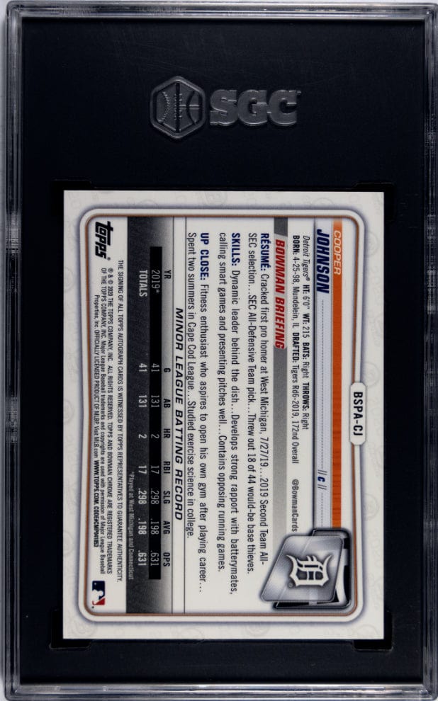 2020 Bowman Chrome Sapphire Cooper Johnson 