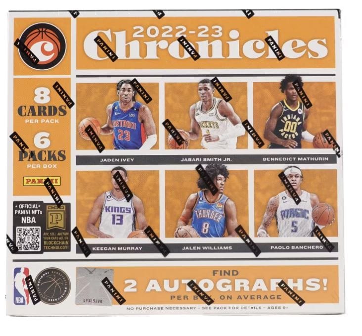2022-23 Panini Chronicles Basketball Hobby Box (8 Cards Per Pack, 6 Packs Per Box)
