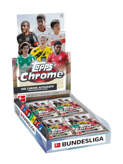 2020-21 Topps Chrome Bundesliga Soccer Hobby Box (18 packs per box. 4 cards per pack)