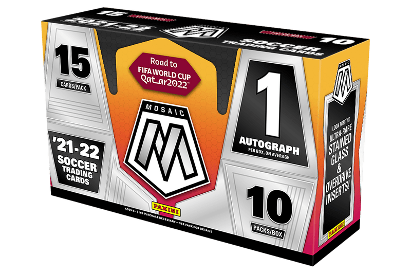 2021-22 PANINI MOSAIC ROAD TO FIFA WORLD CUP SOCCER Hobby Box (10 packs per box, 15 cards per pack)